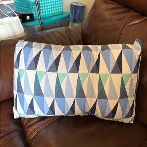 Geometric Blue and Green Lumbar Pillow NWOT